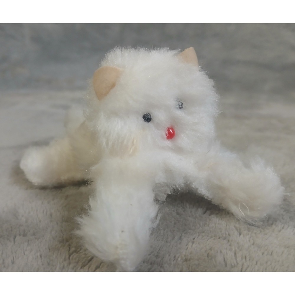 Vtg 1986 Mattel Barbie Pet Show Fashions White Cat‎ Finger Puppet Kitten 4"
